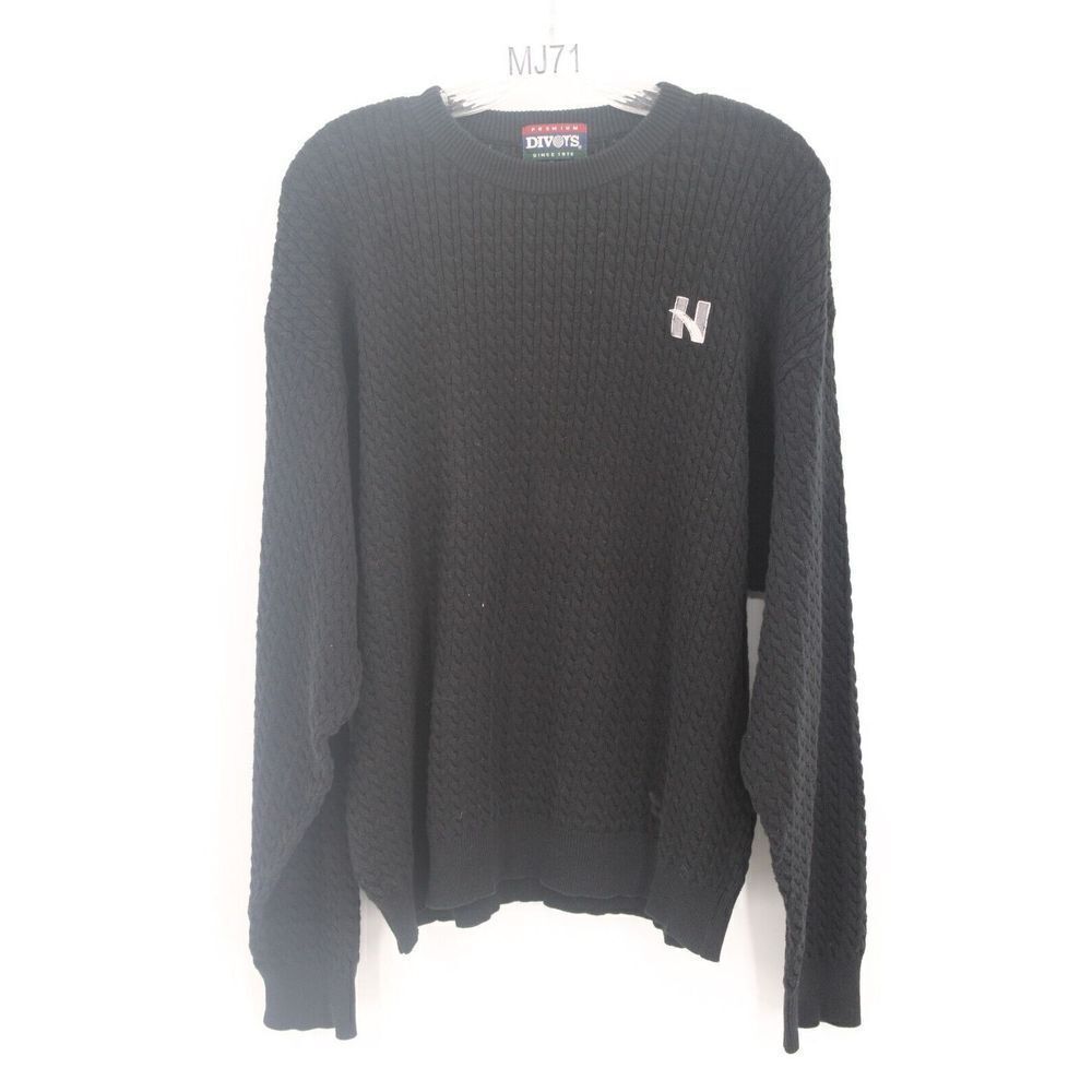 DIVOTS PREMIUM SIZE XL BLACK PULLOVER CABLE KNIT GOLF SWEATER